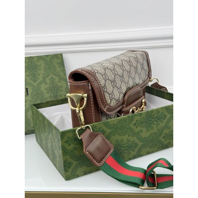 Сумка жіноча Horsebit 1955 Gucci Гуччі коричневий міні