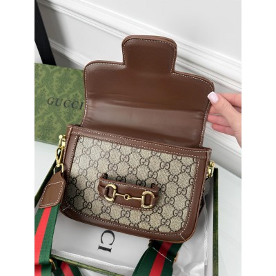 Сумка жіноча Horsebit 1955 Gucci Гуччі коричневий міні