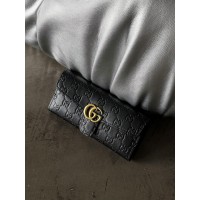 Жіночий гаманець Gucci чорний стьобаний подвійний Гччі