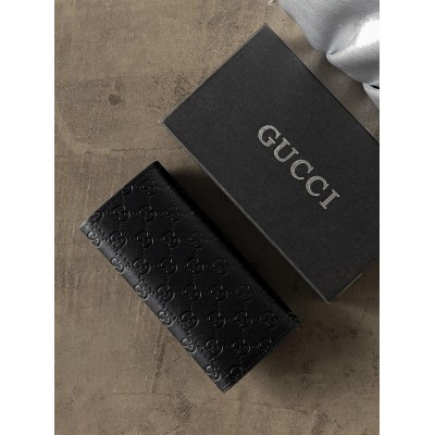 Жіночий гаманець Gucci чорний стьобаний подвійний Гччі