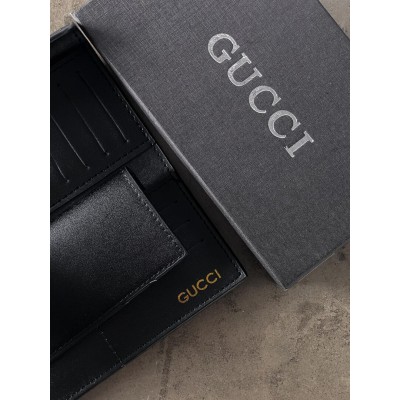 Жіночий гаманець Gucci чорний стьобаний подвійний Гччі