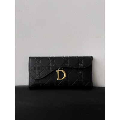 Жіночий гаманець Christian Dior чорний з літерою подвійний Діор Жіночий гаманець Christian Dior чорний з літерою подвійний Діор
