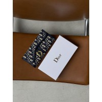 Жіночий гаманець візитниця сідло Christian Dior синій Діор