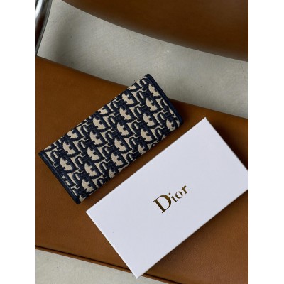 Жіночий гаманець візитниця сідло Christian Dior синій Діор