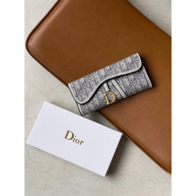 Жіночий гаманець візитниця сідло Christian Dior світло-сірий Діор