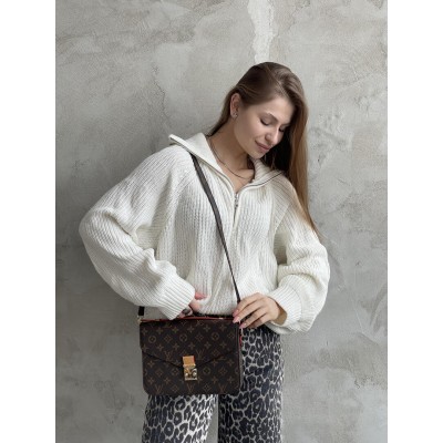 Cумка женская Луи Витон через плечо Louis Vuitton Medium Pochette коричневый + беж