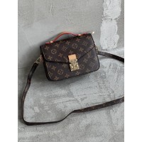 Сумка жіноча Луї Вітон через плече Louis Vuitton Small Pochette коричневий + беж міні