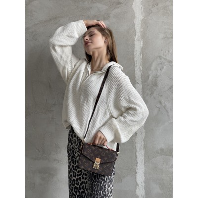 Cумка женская Луи Витон через плечо Louis Vuitton Small Pochette коричневый + беж мини