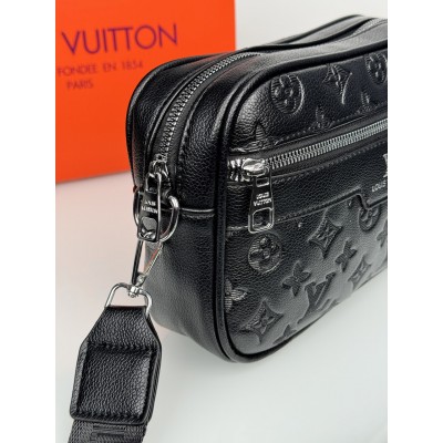 Чоловіча сумка месенджер Louis Vuitton крос боді через плече чорний Луї Віттон