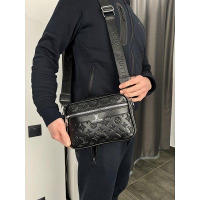 Чоловіча сумка месенджер Louis Vuitton крос боді через плече чорний Луї Віттон