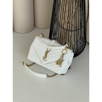 Жіноча сумка Yves Saint Laurent College Medium YSL Ів Сен Лоран білий золото клатч Premium