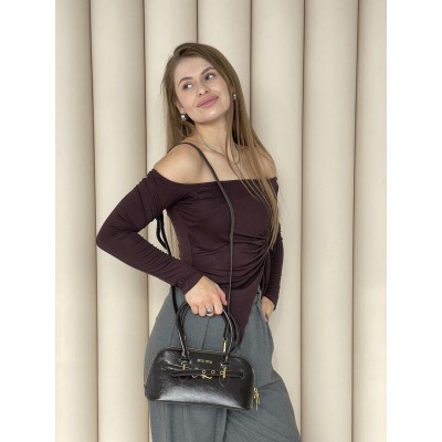 Сумка жіноча Miu Miu Aventure Nappa mini шоколадний крос боді Міу Міу
