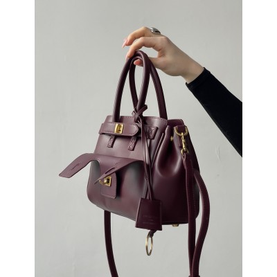 Сумка жіноча Balenciaga Bel Air Tote Bag - Premium бордовий золото середній Баленсіага