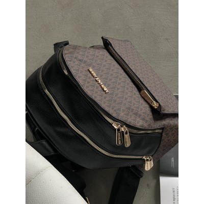 Жіночий рюкзак Michael Kors Kenly Medium Adina коричнево-чорний Мішель Корс