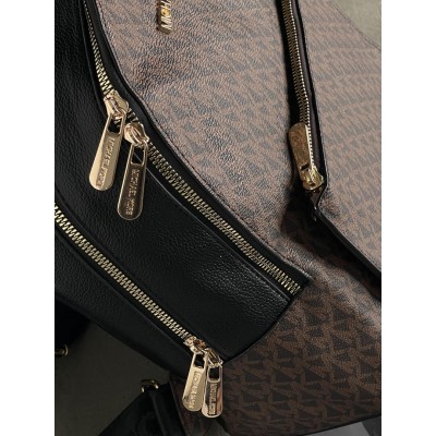 Жіночий рюкзак Michael Kors Kenly Medium Adina коричнево-чорний Мішель Корс