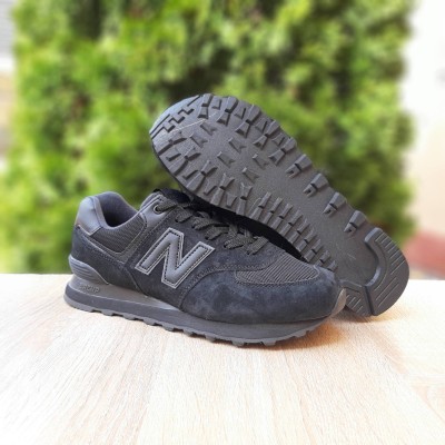 New Balance 574 чорні на чорній шкіряна N, Розмір 46