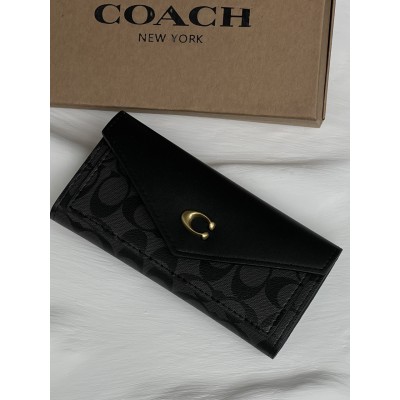 Гаманець жіночий Coach великий чорний візитниця з коробкою Коуч Гаманець жіночий Coach великий чорний візитниця з коробкою Коуч