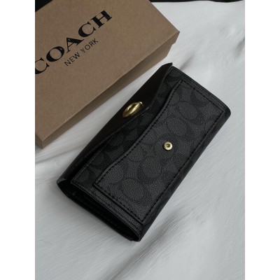 Кошелек женский Coach большой визитница черный с коробкой Коуч