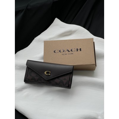 Гаманець жіночий Coach великий візитниця шоколадна з коробкою Коуч