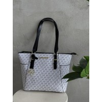 Сумка женская Майкл Корс шопер белый Michael Kors Charlotte Top Zip Tote Shoulder Bag шоппер