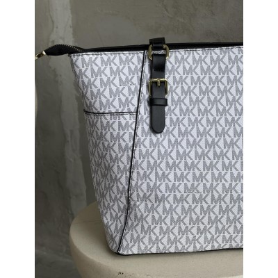 Сумка жіноча Майкл Корс шопер білий Michael Kors Charlotte Top Zip Tote Shoulder Bag