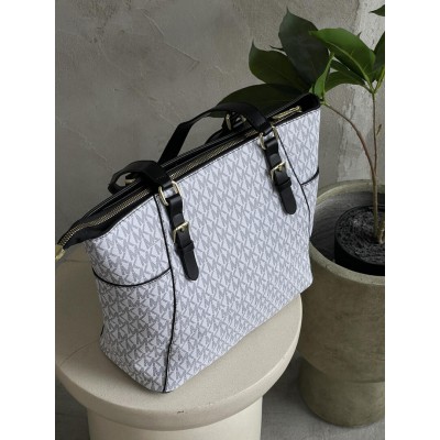 Сумка жіноча Майкл Корс шопер білий Michael Kors Charlotte Top Zip Tote Shoulder Bag