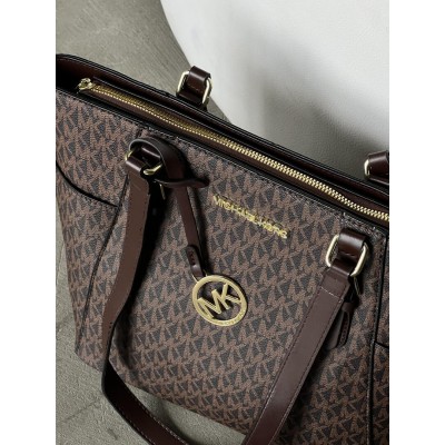 Сумка жіноча Майкл Корс шоколадний шопер Michael Kors Charlotte Top Zip Tote Shoulder Bag шоппер