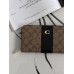 Гаманець Coach Accordion Zip Wallet Коуч жіночий великий коричнево-чорний