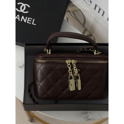 Сумка жіноча клатч Chanel Classic Lambskin шоколадний Шанель барило