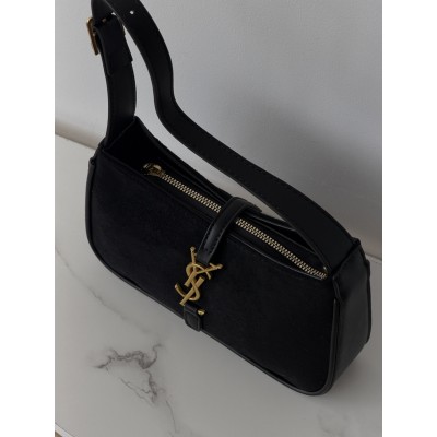 Жіноча сумка Yves Saint Laurent Le 5 A 7 YSL чорний замшевий Ів Сен Лоран