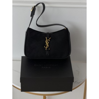 Жіноча сумка Yves Saint Laurent Le 5 A 7 YSL чорний замшевий Ів Сен Лоран