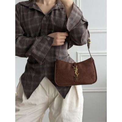 Жіноча сумка Yves Saint Laurent Le 5 A 7 YSL замшевий шоколад Ів Сен Лоран