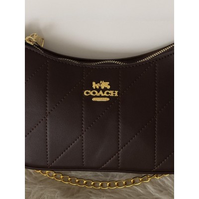 Жіноча сумка Coach Teri Shoulder Bag With Quilting шоколадний через плече Коуч Тері