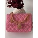 Женская сумка клатч Chanel Mini Lambskin Coco Charms Rectangular Classic через плечо розовый Шанель маленькая
