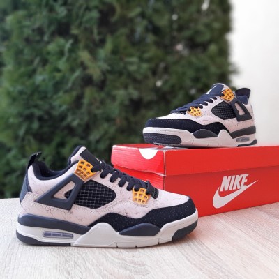 Nike AIR Jordan 4 Retro бежеві з чорним, Розмір 38