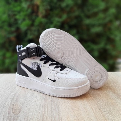 Nike Air Force 1 Mid Utility White Black белые с черным, Размер 37