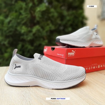PUMA SOFTRIDE тапкие мокасины слипоны светло серые, Размер 42