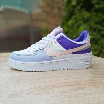 Nike Air Force 1 Shadow білі з бузковим з бірюзою, Розмір 36 Nike Air Force 1 Shadow білі з бузковим з бірюзою, Розмір 36