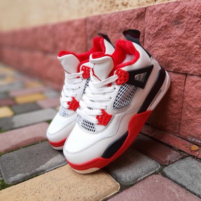 Nike Air Jordan 4 Білі з червоним, Розмір 36