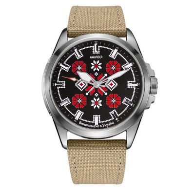 Awarder Embroidery Silver-Red Khaki Battery 10ATM Awarder Embroidery Silver-Red Khaki Battery 10ATM