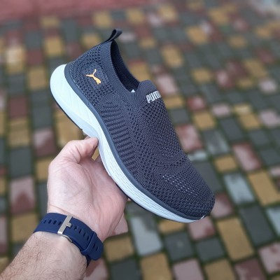 PUMA SOFTRIDE тапкие мокасины слипон серый с оранжевым, Размер 43