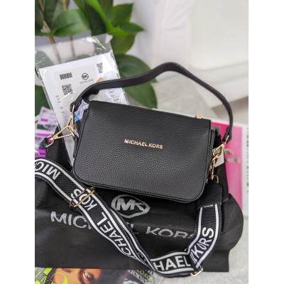Сумка жіноча Michael Kors крос-боді чорний Майкл Корс на широкому ремені Сумка жіноча Michael Kors крос-боді чорний Майкл Корс на широкому ремені