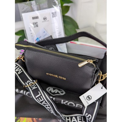 Сумка жіноча Michael Kors крос-боді чорний Майкл Корс на широкому ремені