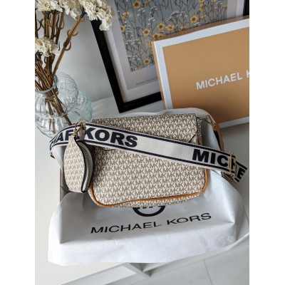 Сумка жіноча Michael Kors крос-боді 2 в 1 Майкл Корс молочний з беж вставками