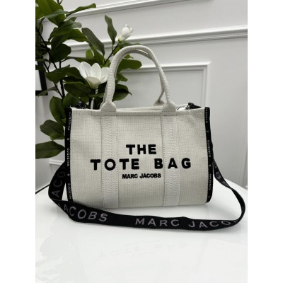 Сумка жіноча Марк Джейкобс молочний текстильний шопер Marc Jacobs Tote Bag шоппер