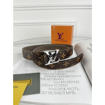 Вузький пояс пояс Луї Віттон Louis Vuitton коричневий класичний срібло