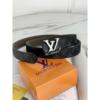 Вузький пояс пояс Луї Віттон Louis Vuitton чорний класичний срібло
