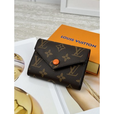Жіночий гаманець Louis Vuitton коричневий + оранжевий конверт міні Луї Віттон Жіночий гаманець Louis Vuitton коричневий + оранжевий конверт міні Луї Віттон