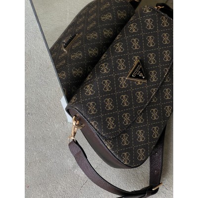 Сумка женская Guess багет коричневый Гесс
