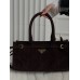 Сумка жіноча Prada Medium Suede Tote Bag через плече шоколад